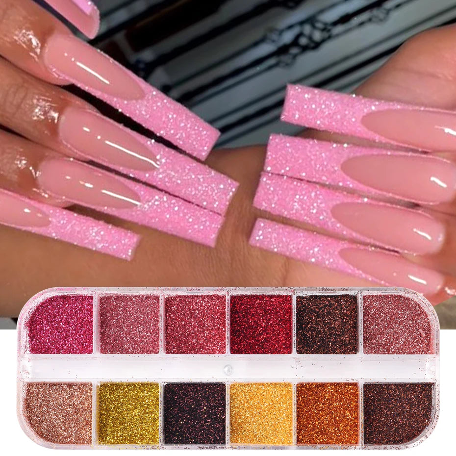 12 Grids iriserande Nail Art Glitter Rose Gold-färger - 24 Timmar Deals