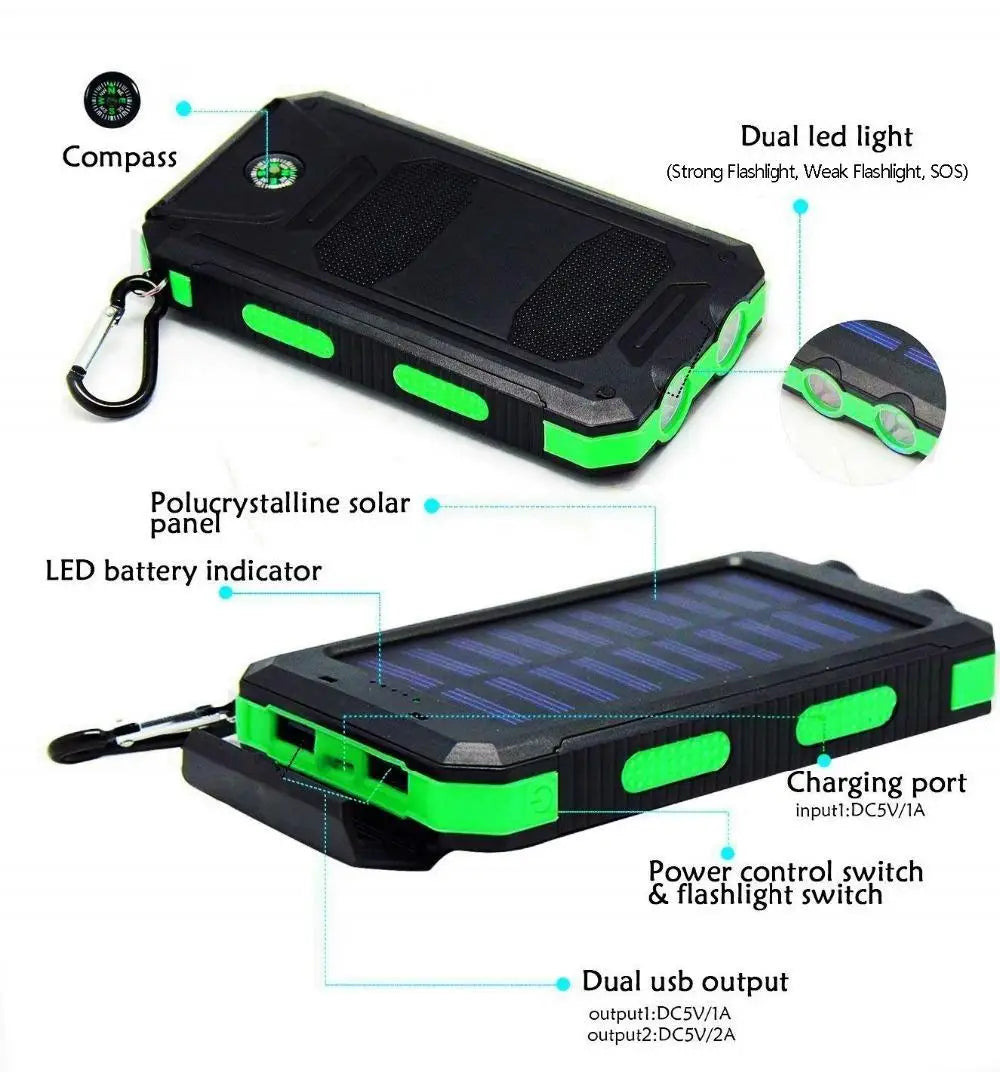80000mAh Solar Power Bank Waterproof Battery External Portable Outdoor Dual USB Charger PowerBank LED For IPhone Xiaomi Samsung - 24 Timmar Deals