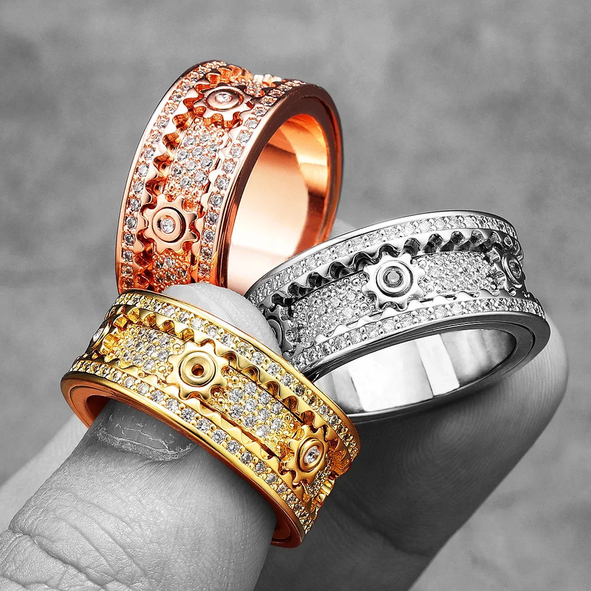 Gear Men Rings Stainless Steel - 24 Timmar Deals