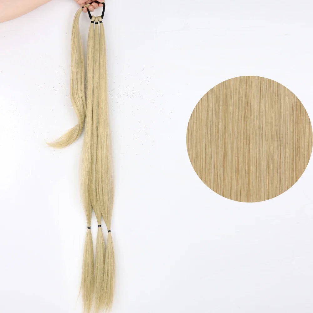 Ponytail Extensions Syntetiska boxningsflätor lindade Chignon-svans med gummiband Hårring 34" - 24 Timmar Deals
