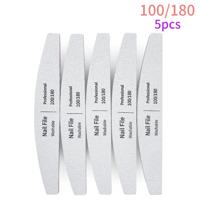 Nail File 100 to 180 Professional Tools Emery for Manicure Lime 240 Sandpaper Gel Polishing Files for Nails Buffers Set Polisher - 24 Timmar Deals