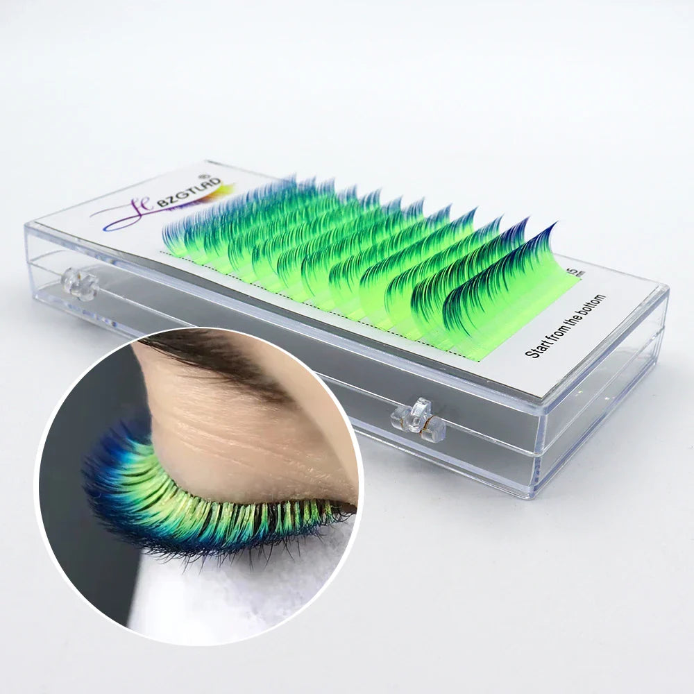 Color Lash Purple Blue Brown Green Red White Pink Yellow Eyelash Extensions Individual False Colored Mink Lashes Makeup - 24 Timmar Deals