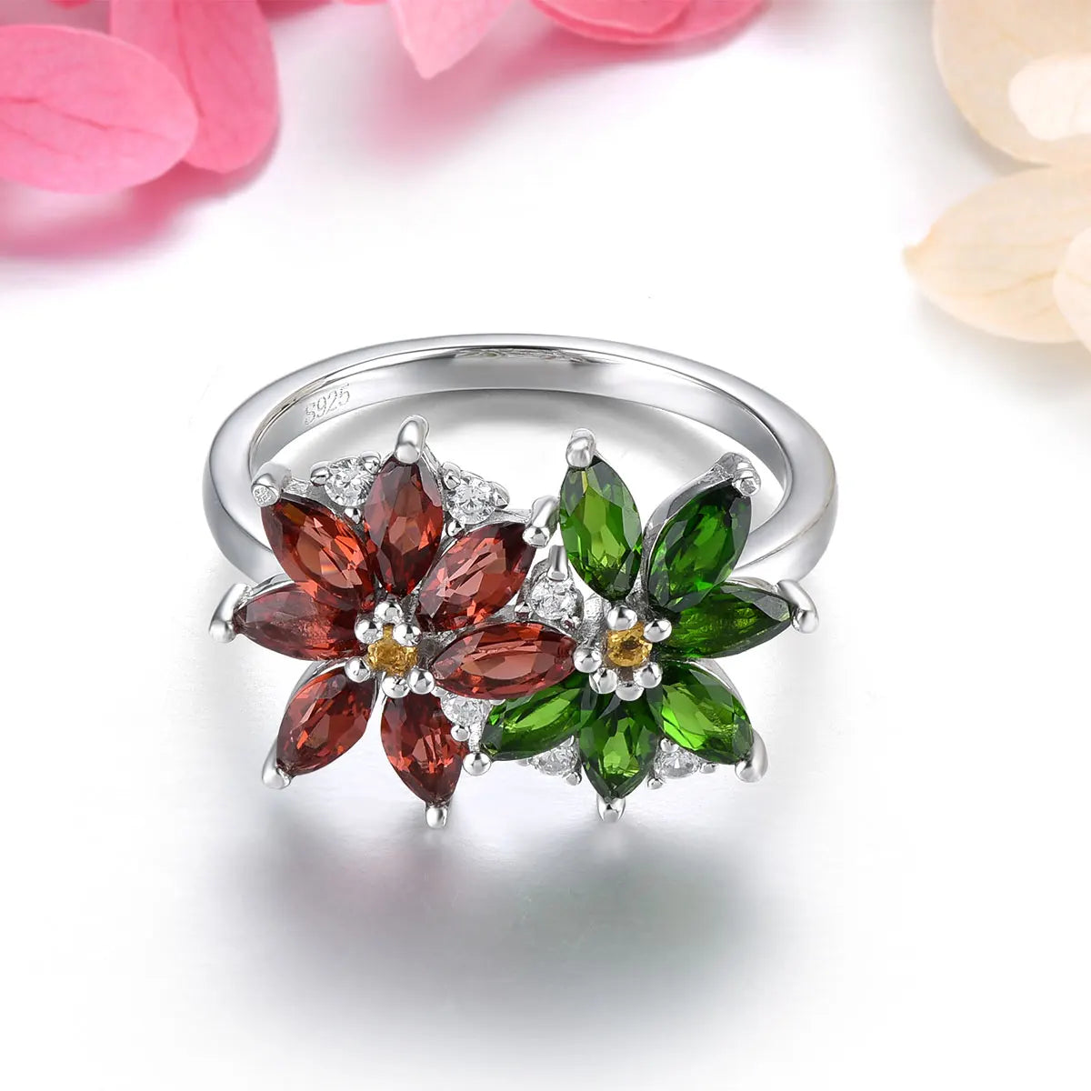 Diopsid Granat Solid Silver Dam Ring 2,2 karat Ädelsten - 24 Timmar Deals