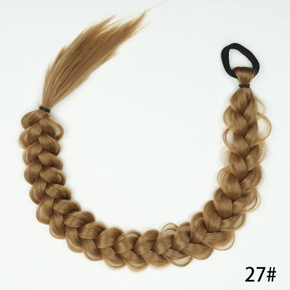 Syntetisk Long Twist Braid Hästsvansförlängningar med gummiband 24 tum - 24 Timmar Deals