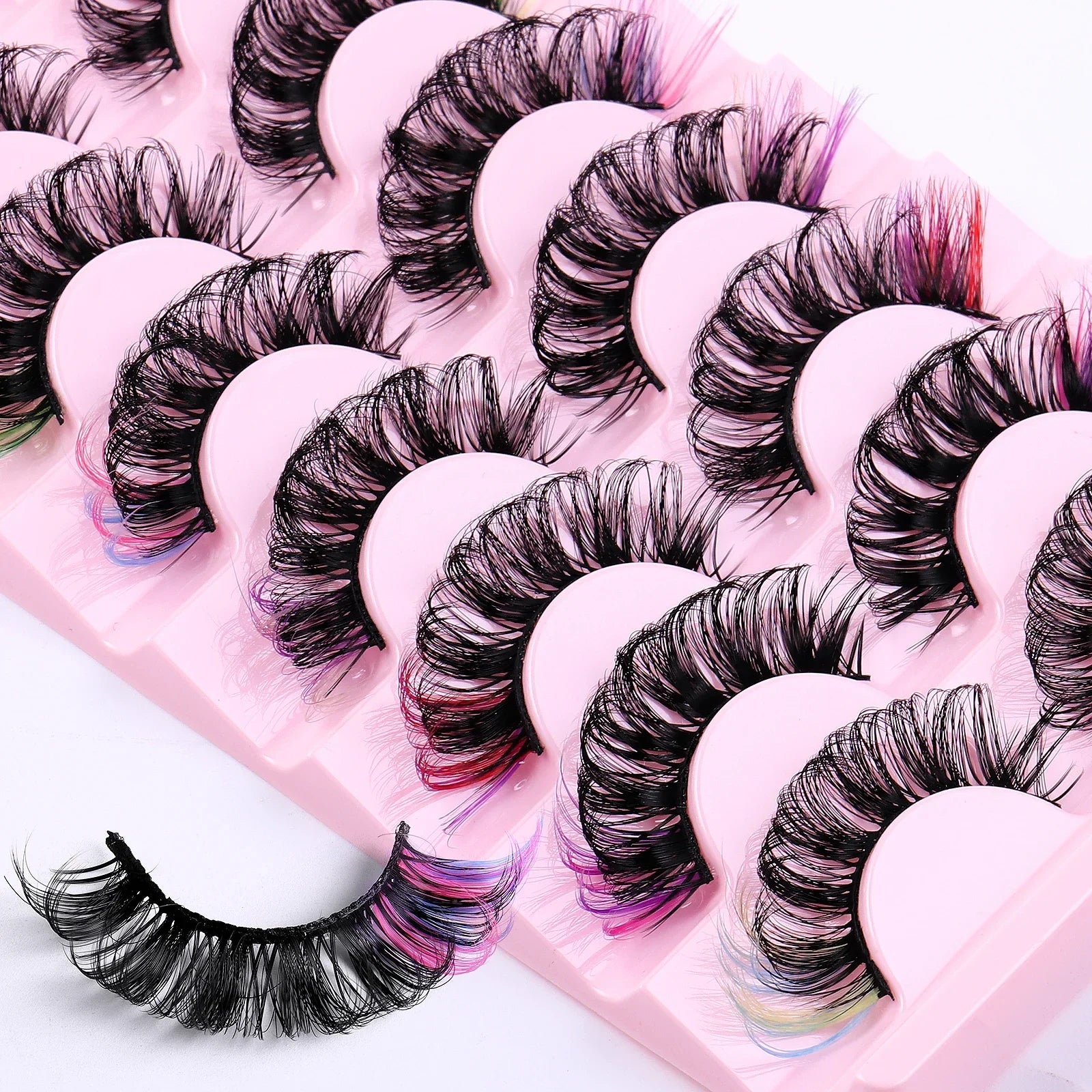 8 Pairs 3D Mink Colored False Eyelashes Dramatic Eyelash Extension Natural Fluffy Lashes - 24 Timmar Deals