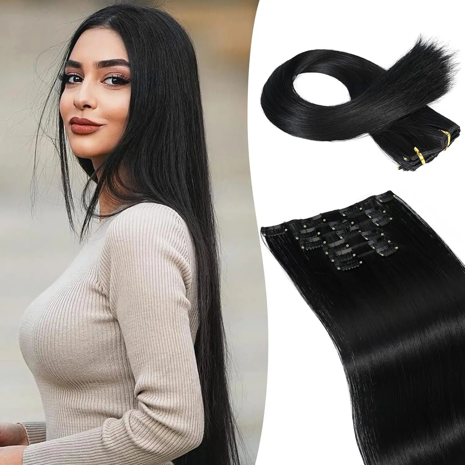 Clip in hair extensions 6st Rakt 24" - 24 Timmar Deals