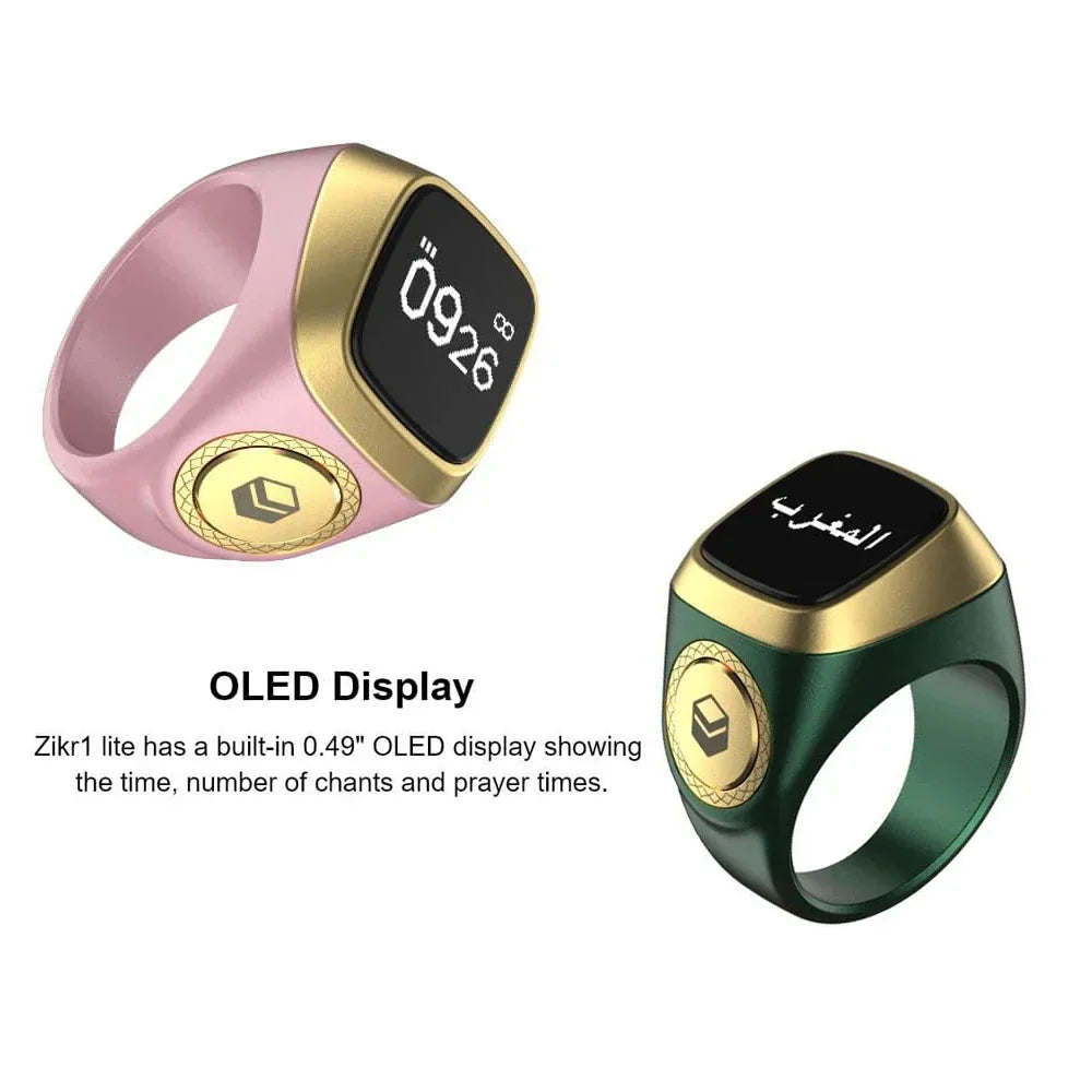 Smart Tasbih Tally Ring OLED Display Digital disk för muslimer Zikr Tasbeeh 5 Bönetidspåminnelse Vattentät ring - 24 Timmar Deals