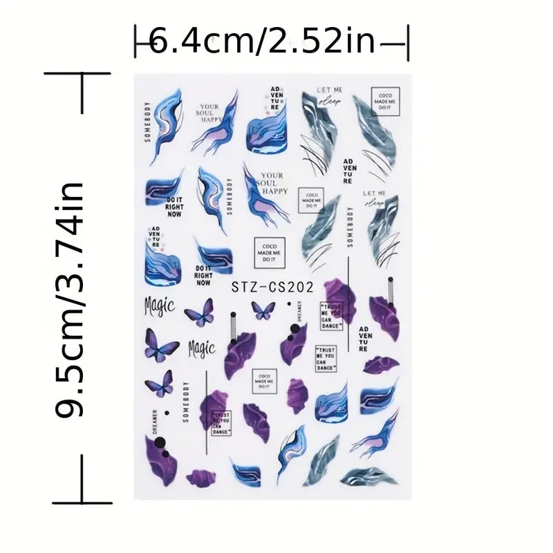 Blooming Marble Nail Stickers Dekal 3D - 24 Timmar Deals