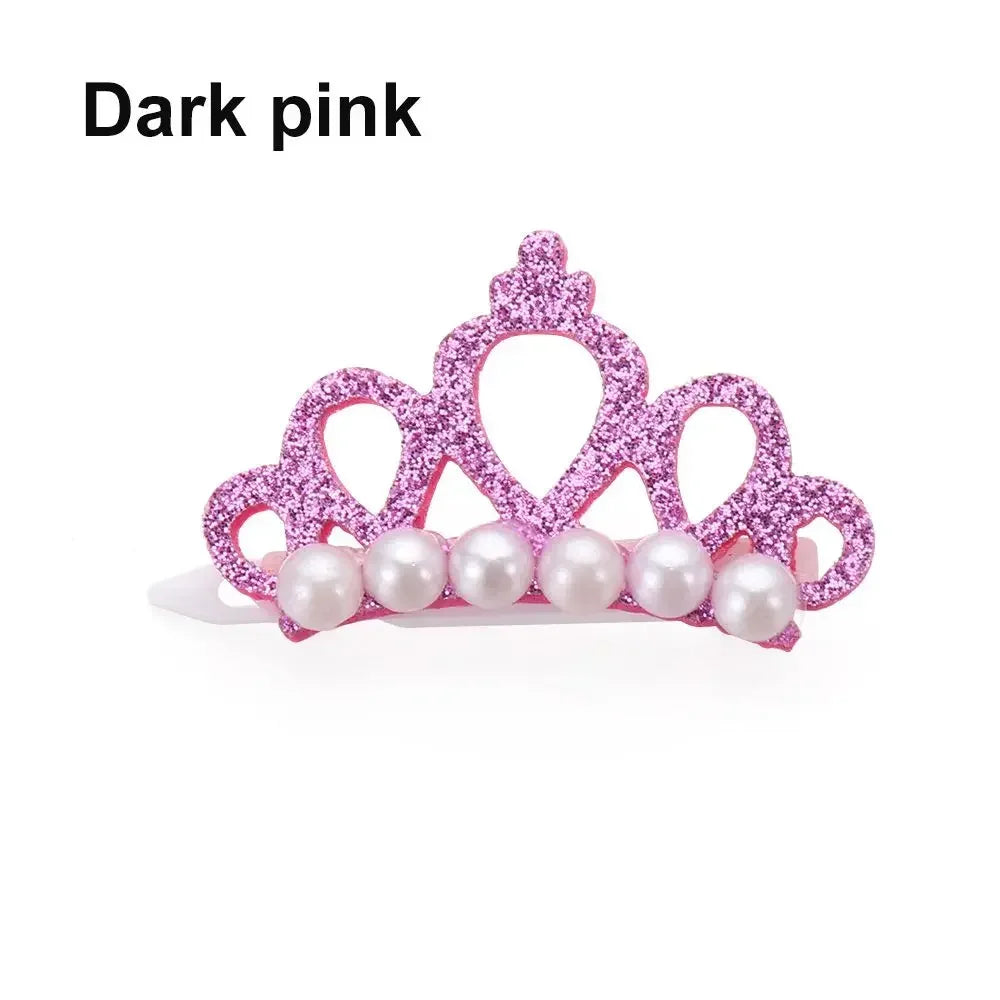 Valp Fake Pearl Crown Bow Hårklämma Söt Pet Head Decoration - 24 Timmar Deals