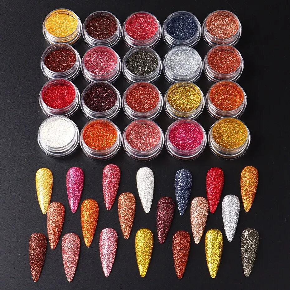 35st Nail Art Powder Glitter Sparkling Gold Silver Chrome - 24 Timmar Deals