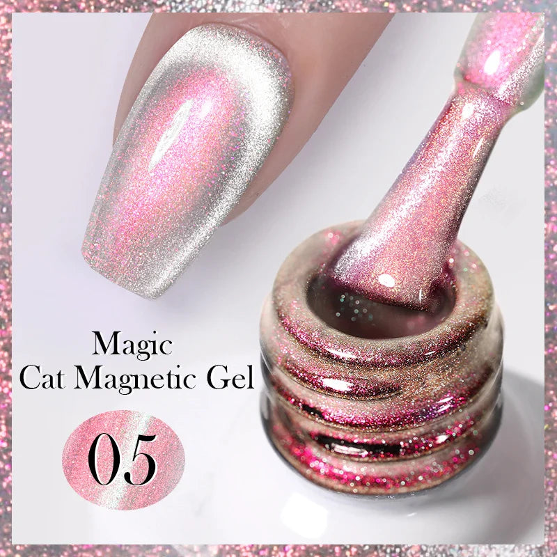10ml Magic Cat Magnetic Gel Nail Polish Sparking Aurora Silver Effect Soak Off UV Gel Varnis Semi-Transparent - 24 Timmar Deals