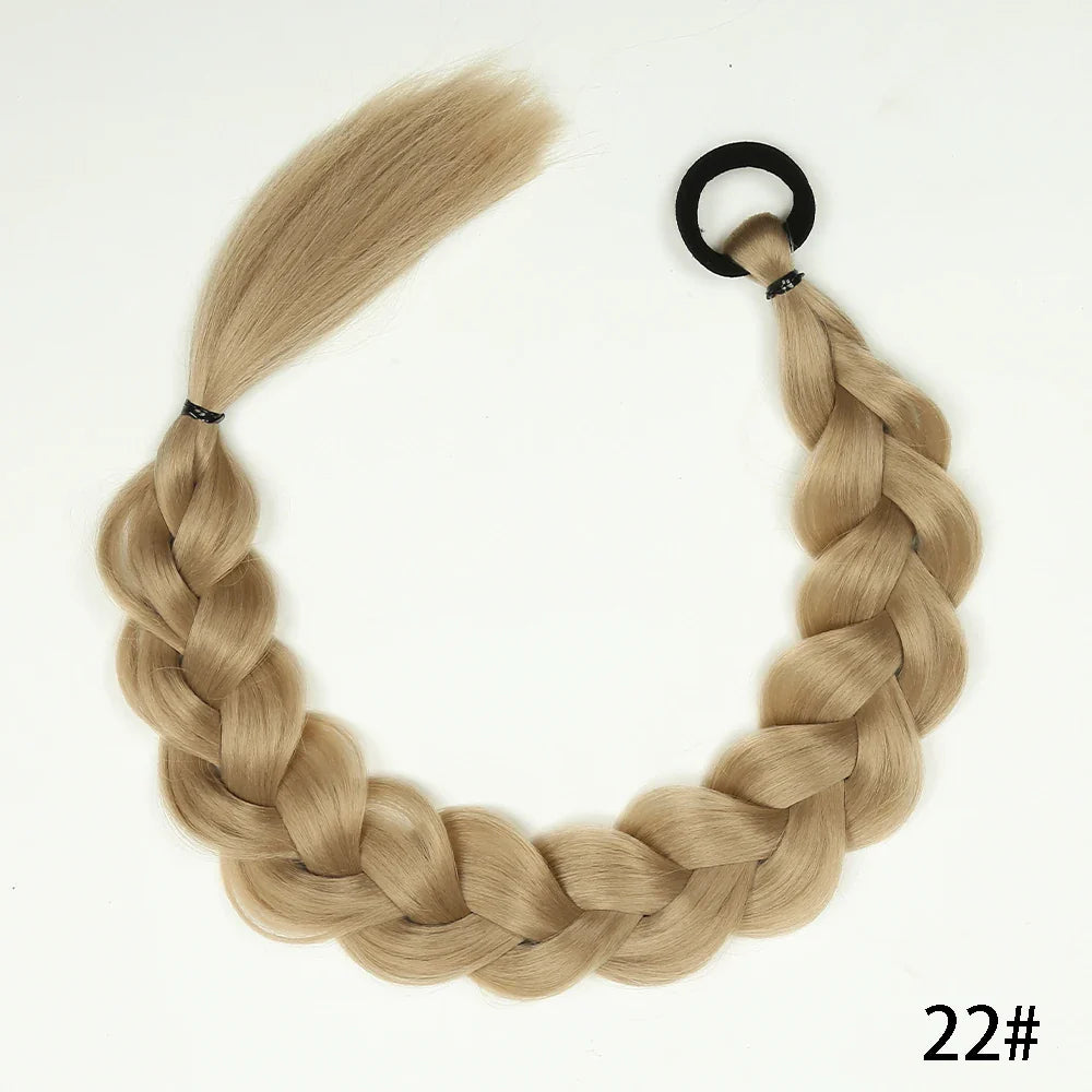 Syntetisk Long Twist Braid Hästsvansförlängningar med gummiband 24 tum - 24 Timmar Deals