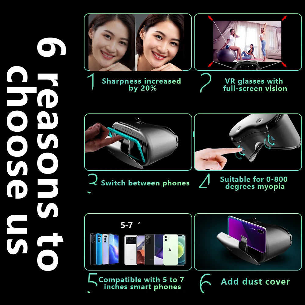 VRGPro X7 3D-hjälm VR-glasögon 3D-glasögon Virtual Reality-glasögon VR-headset för Google kartong 5-7' Mobil - 24 Timmar Deals