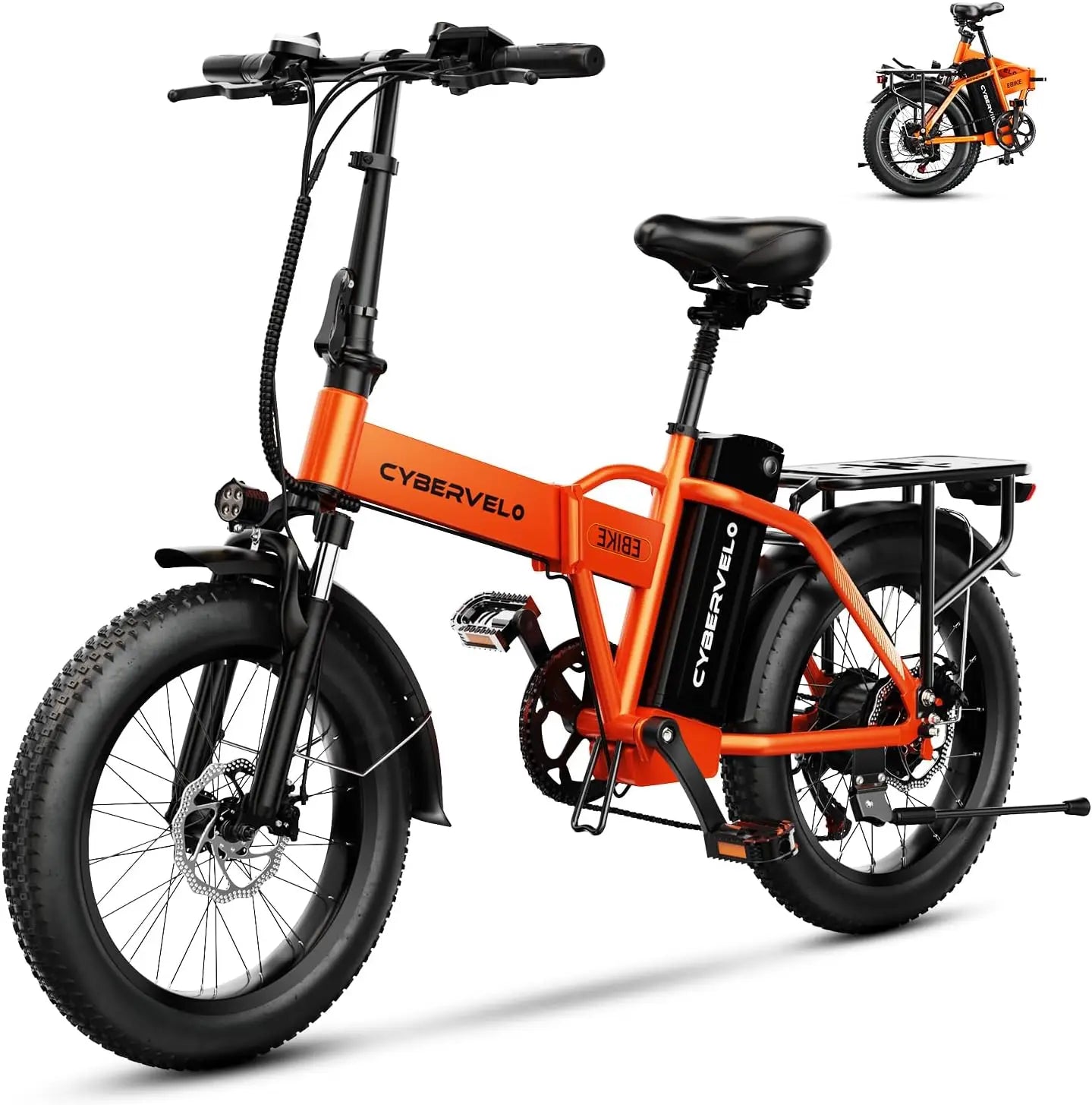 1000W hopfällbar, 48V 20AH stort löstagbart batteri E, 30 MPH, 80 Miles Max räckvidd, 20" Fat Tire Elcykel - 24 Timmar Deals