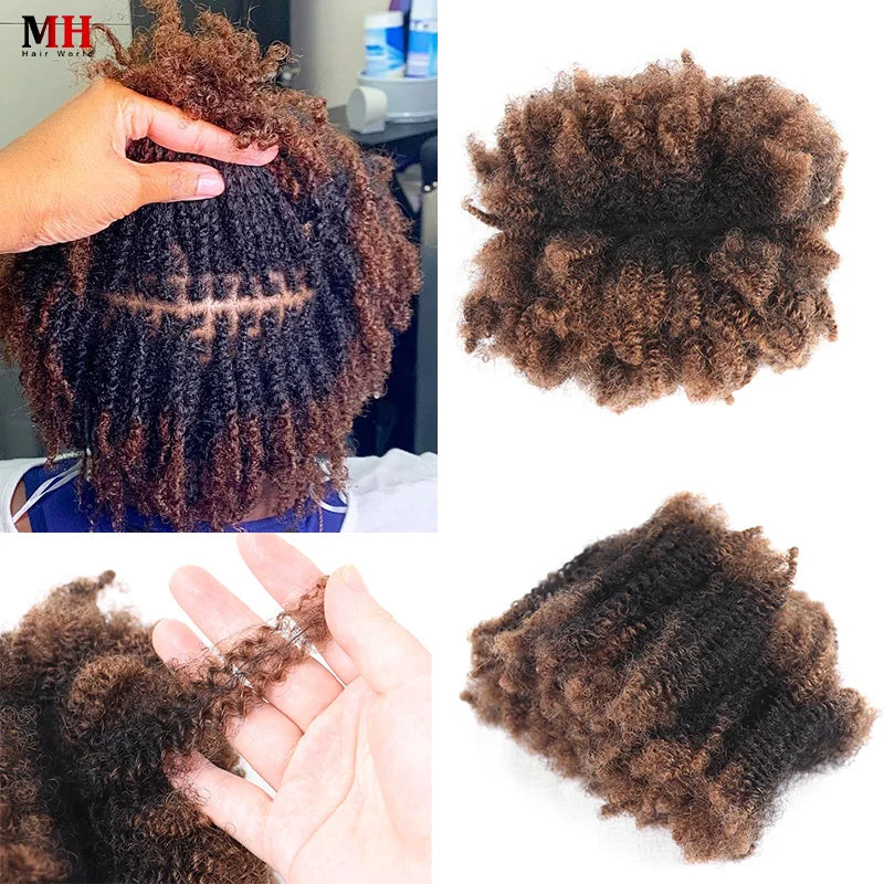 Afro Kinky lockigt människohår Bulk Dreadlock Virkad Flätning Färgat hårförlängning 50g - 24 Timmar Deals