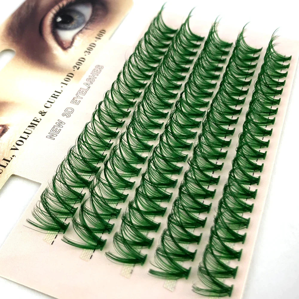Blue Purple Mix Colored Lashes Cluster Eyelash Extension Natural Long 40D Volume Effect Faux Bunche Individual Makeup Cilias - 24 Timmar Deals