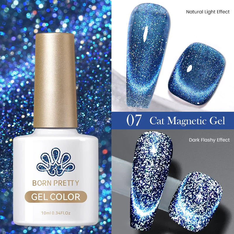 Reflekterande Cat Magnetic Gellack 10ML Silver Shinning Glitter Vernis Semi Permanent Soak Off Magnetic UV Gel - 24 Timmar Deals