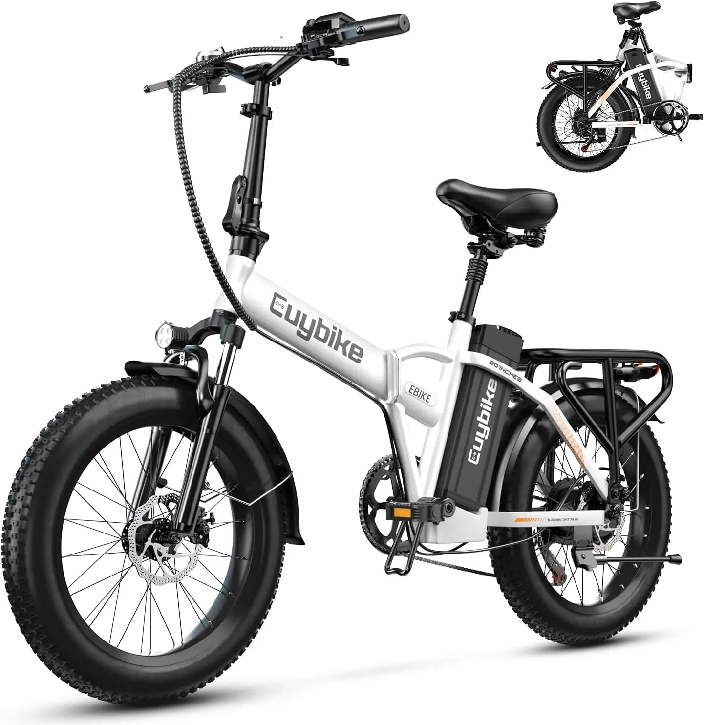 1000W hopfällbar, 48V 20AH stort löstagbart batteri E, 30 MPH, 80 Miles Max räckvidd, 20" Fat Tire Elcykel - 24 Timmar Deals