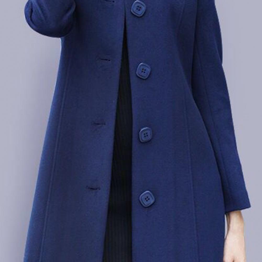 S-4XL höstkappa för kvinnor Mellanlång enkelknäppt enfärgad nedfällbar krage Elegant mjuk, varm vinterjacka - 24 Timmar Deals