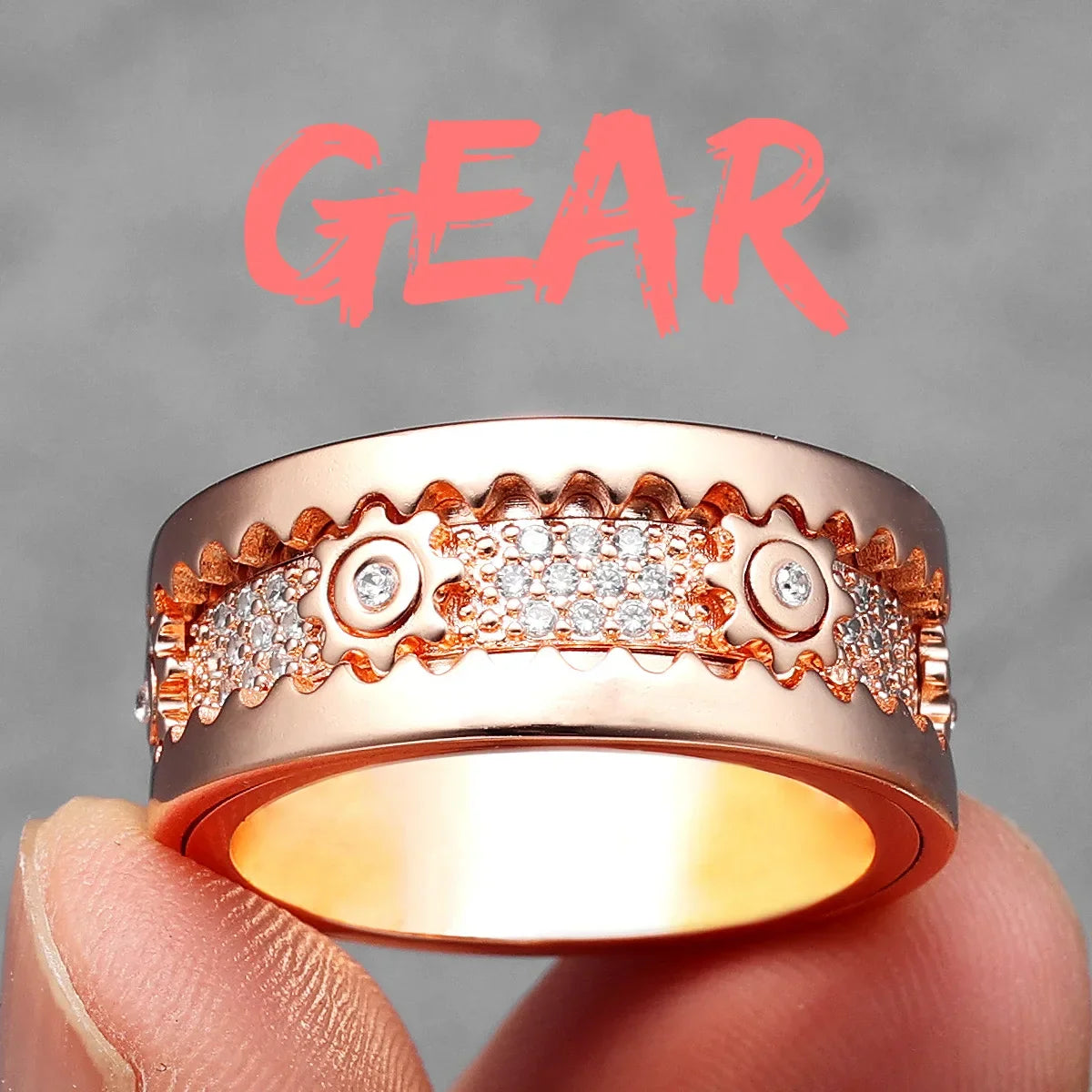 Gear Men Rings Stainless Steel - 24 Timmar Deals