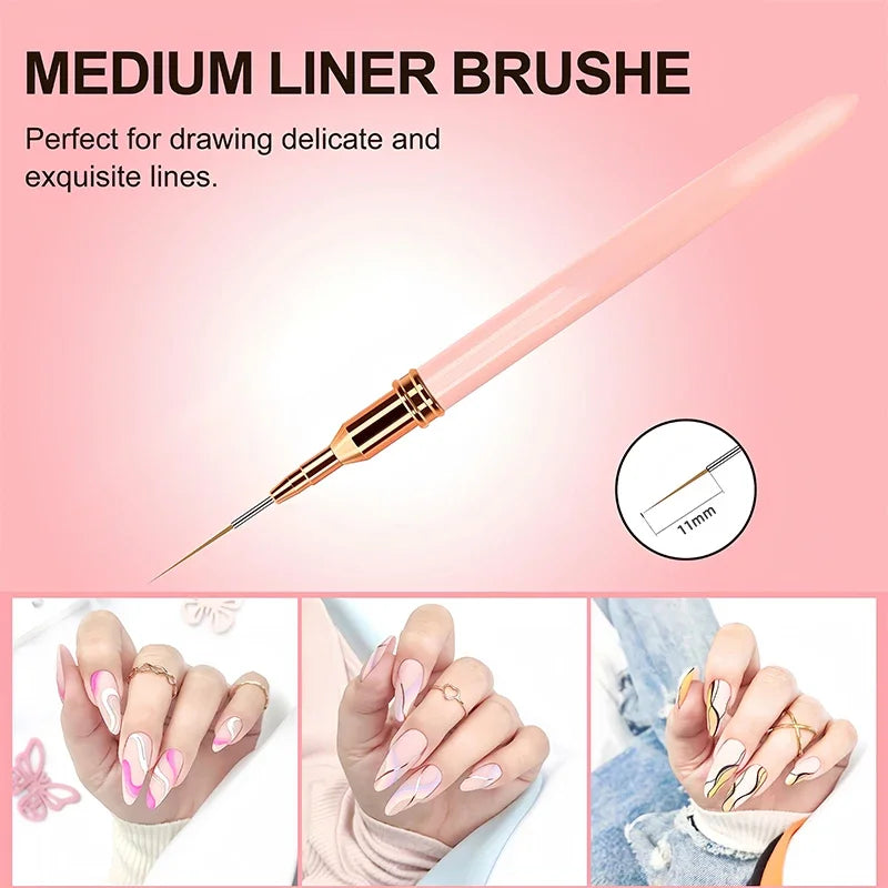 7/9/11/15/25MM Nail Liner Pensel Sett - 24 Timmar Deals