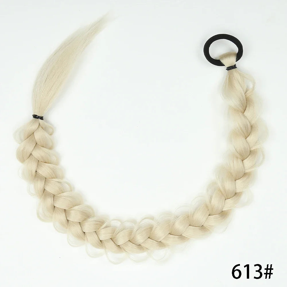 Syntetisk Long Twist Braid Hästsvansförlängningar med gummiband 24 tum - 24 Timmar Deals
