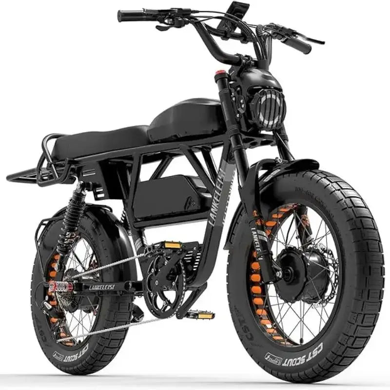 Ebike 2000W 48V 45Ah, 35 MPH Dual Motor Dual Battery, 20 Fat Tire Full Suspension, Upp till 173Miles - 24 Timmar Deals