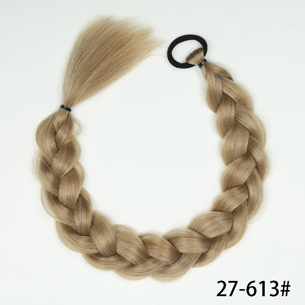 Syntetisk Long Twist Braid Hästsvansförlängningar med gummiband 24 tum - 24 Timmar Deals