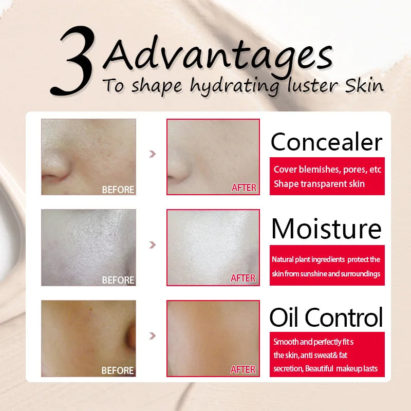 Professional Face Liquid Foundation Cream Full Coverage Concealer Moisturizing Oil Control Foundation Base Brighten Face Makeup - 24 Timmar Deals