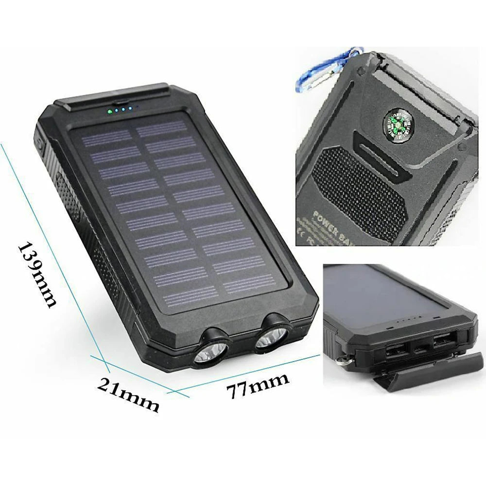 80000mAh Solar Power Bank Waterproof Battery External Portable Outdoor Dual USB Charger PowerBank LED For IPhone Xiaomi Samsung - 24 Timmar Deals