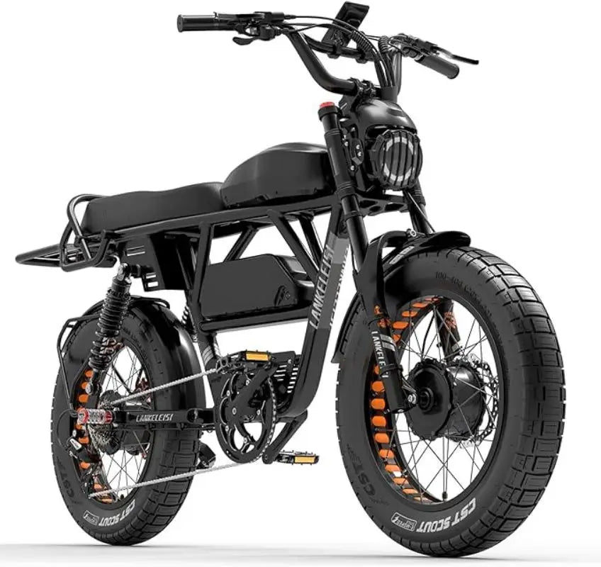 Ebike 2000W 48V 45Ah, 35 MPH Dual Motor Dual Battery, 20 Fat Tire Full Suspension, Upp till 173Miles - 24 Timmar Deals