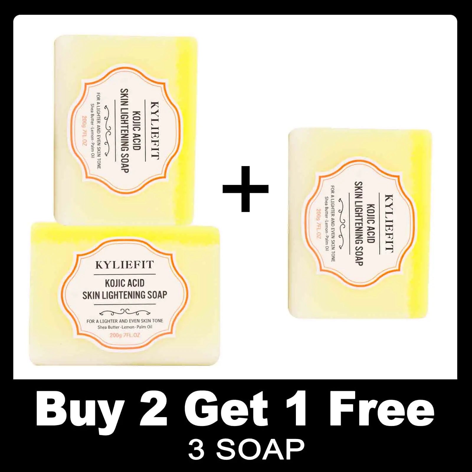 KYLIEFIT Brightening Soap Bar, Exfoliation, Clean, Smooth, Even Skin Tone, With Kojic Acid, Shea Butter, For Face And Body Use - 24 Timmar Deals