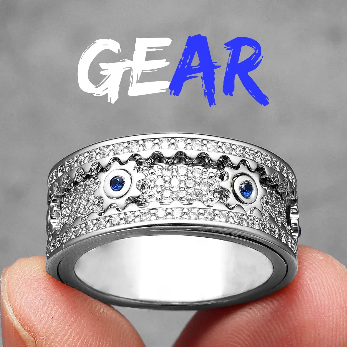 Gear Men Rings Stainless Steel - 24 Timmar Deals