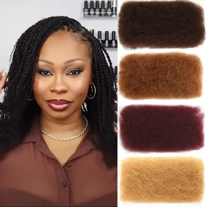 Remy Hair Afro kinky bulk människohår för flätning 1 bunt 50 g/st Naturliga färgflätor - 24 Timmar Deals