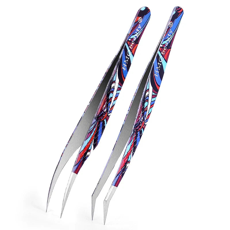 2st set Ögonfransförlängningspincett Individuell professionell Precision Volym Lash Pincett Rostfritt stål - 24 Timmar Deals