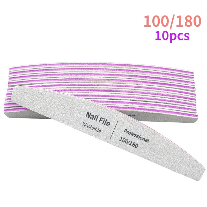Nail File 100 to 180 Professional Tools Emery for Manicure Lime 240 Sandpaper Gel Polishing Files for Nails Buffers Set Polisher - 24 Timmar Deals