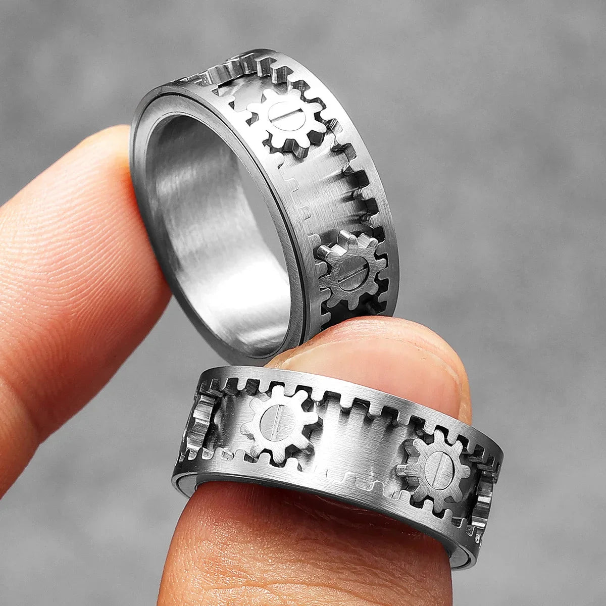 Gear Men Rings Stainless Steel - 24 Timmar Deals