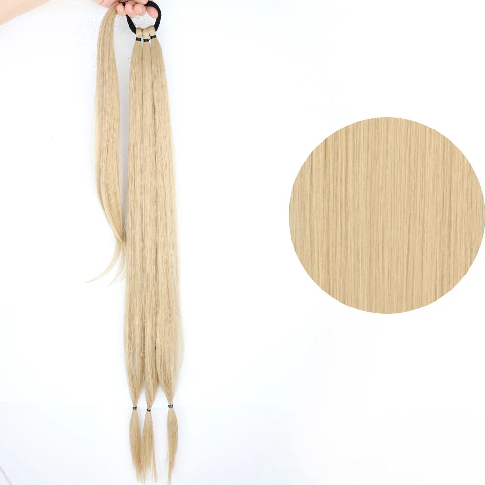 Ponytail Extensions Syntetiska boxningsflätor lindade Chignon-svans med gummiband Hårring 34" - 24 Timmar Deals