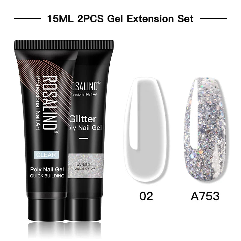 Poly Nagelgel Akrylförlängning Kristall Nagelkonst Hybridlack Sliplösning Poly Nagellack Semipermanent 15/30ml - 24 Timmar Deals
