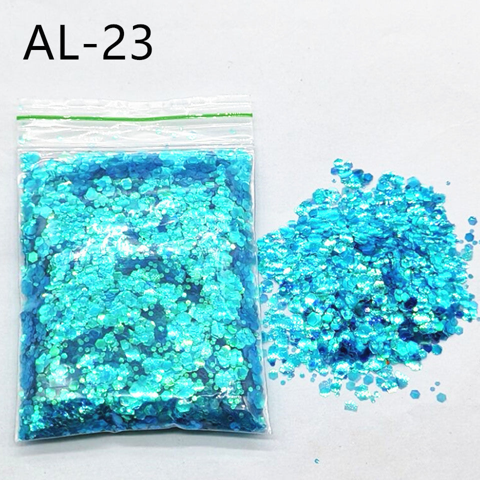 10g Nail Art Stora paljetter Blandade paljetter Glitterpulver - 24 Timmar Deals