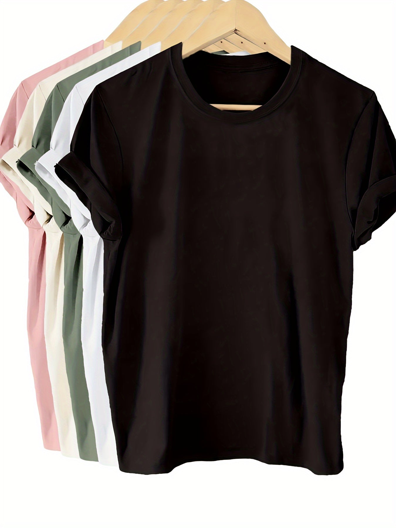 5-pack enfärgade t-shirts med rund halsringning