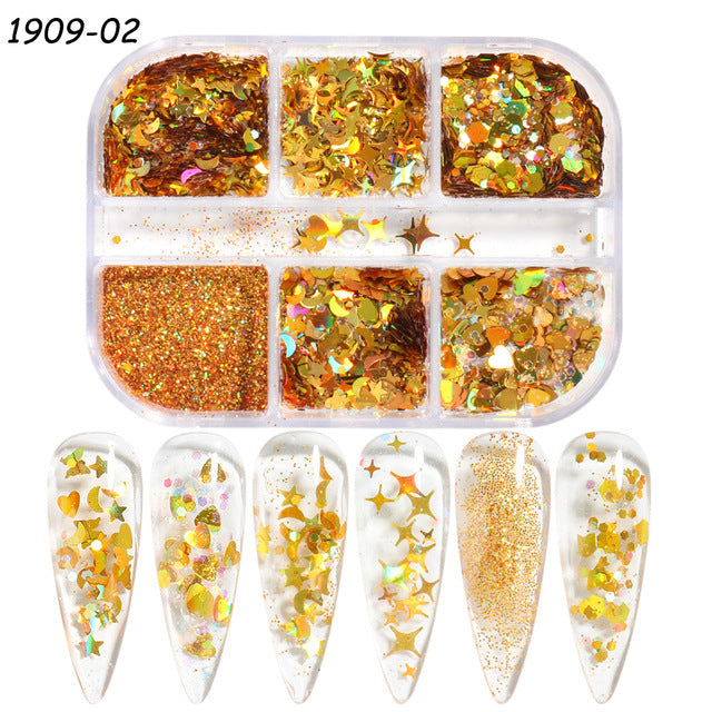 Gold And Silver Laser Irregular Nail Glitter Sequins - 24 Timmar Deals