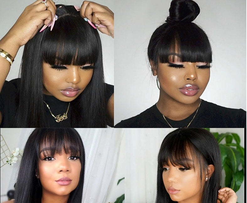 Wig Real Human Hair Straightening Mechanism Headgear - 24 Timmar Deals