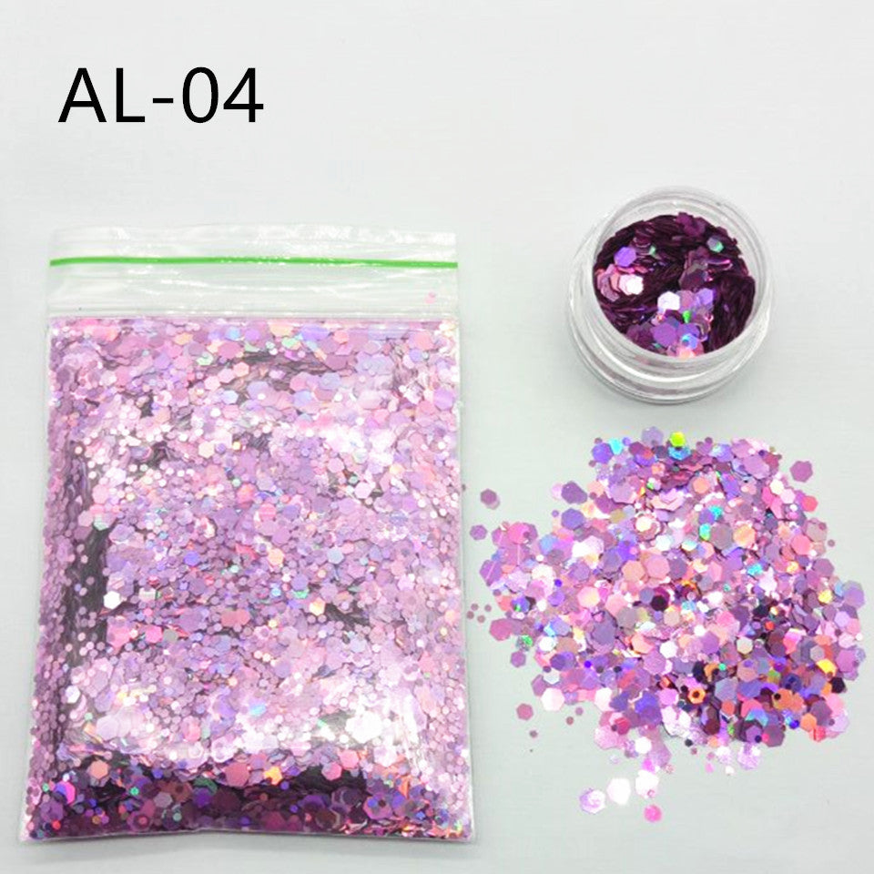 10g Nail Art Stora paljetter Blandade paljetter Glitterpulver - 24 Timmar Deals