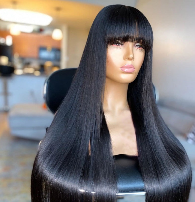 Wig Real Human Hair Straightening Mechanism Headgear - 24 Timmar Deals