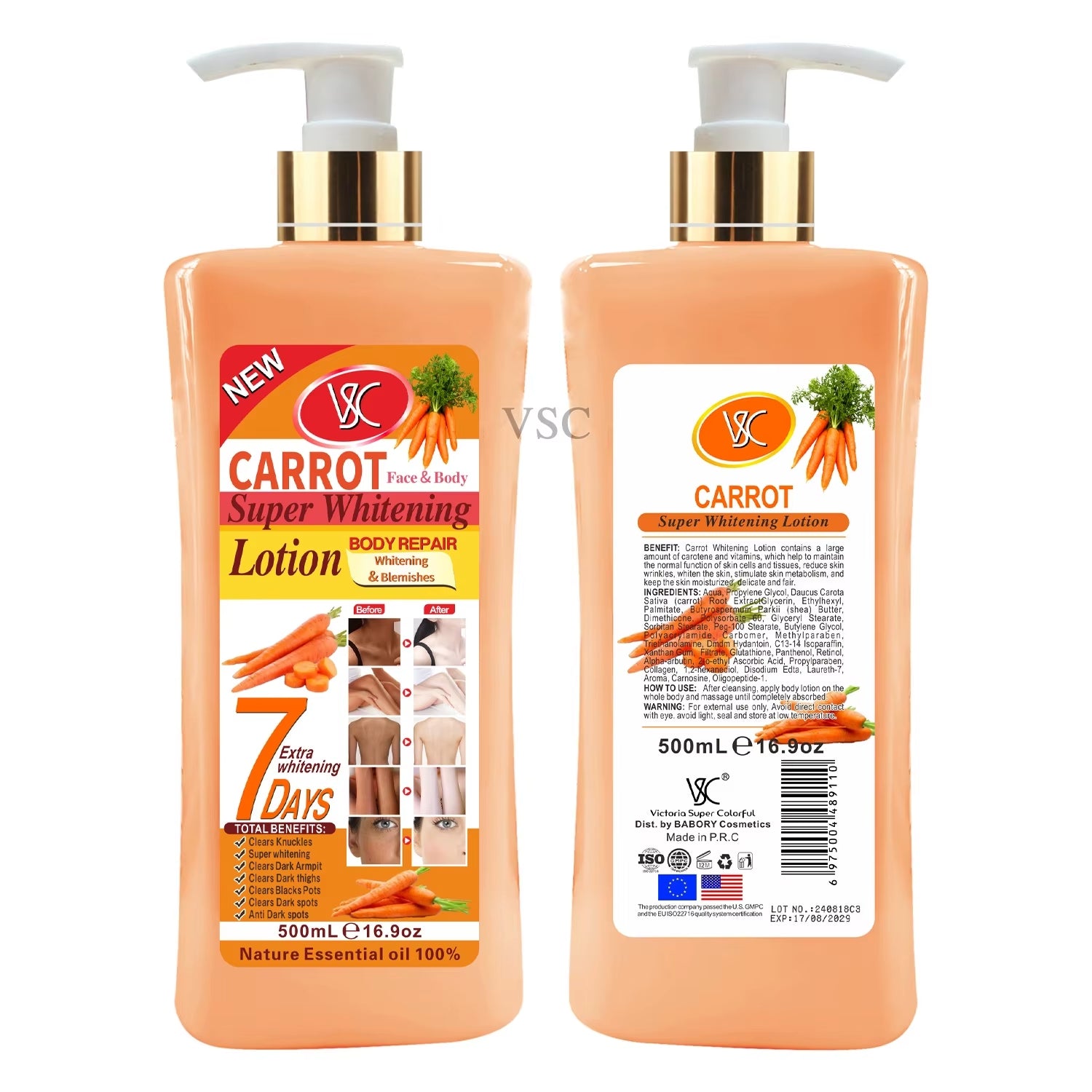 Whitening Body Lotion - Turmeric. Papaya, Rose, Carrot, Almond 500ml - 24 Timmar Deals