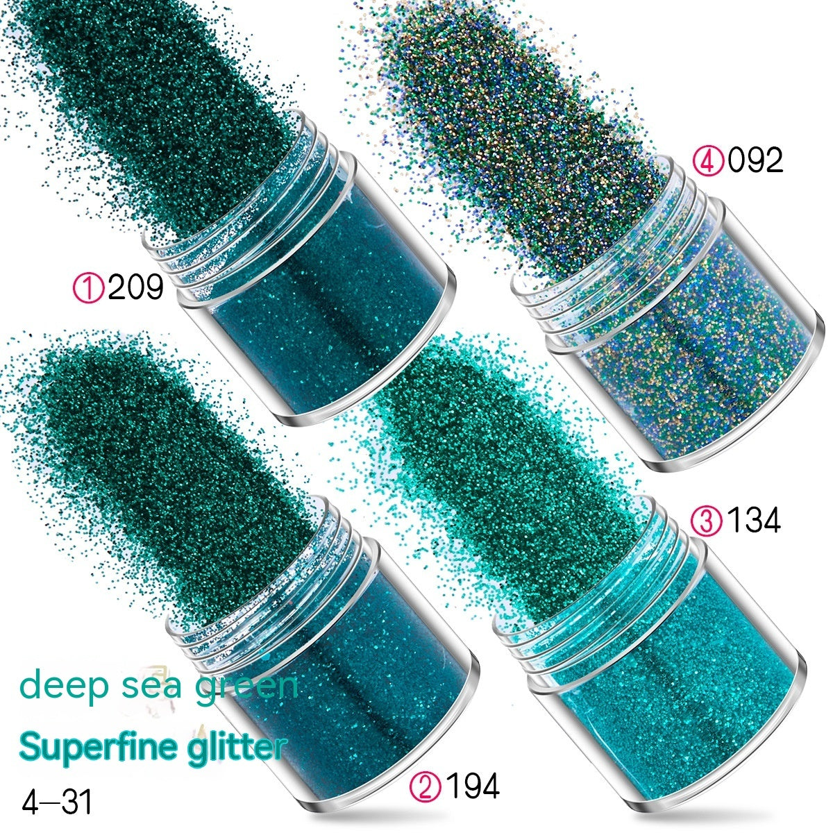 Green Manicure Set 12 Colors Mixed Nail Sequins Glitter Powder Gradient Laser Powder - 24 Timmar Deals