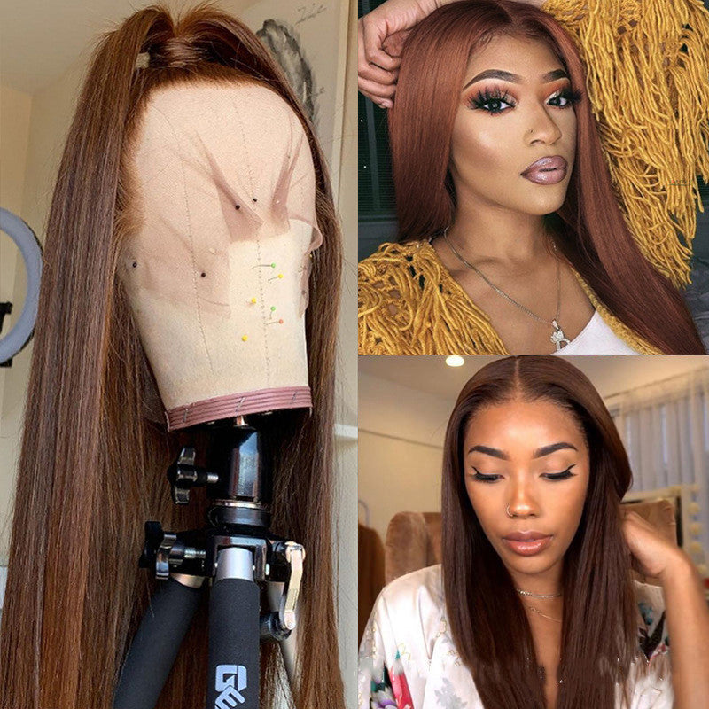 Brown Color Human Hair Wigs Human Hair Wig - 24 Timmar Deals