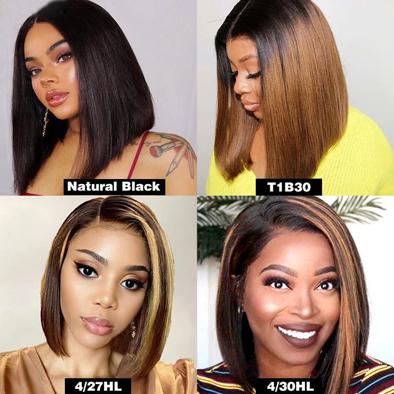 Piano Color Real Hair T Shaped Bob Headgear - 24 Timmar Deals