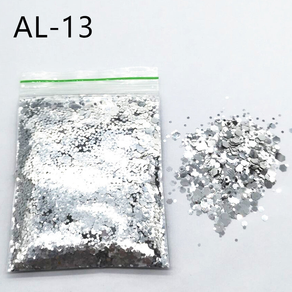 10g Nail Art Stora paljetter Blandade paljetter Glitterpulver - 24 Timmar Deals